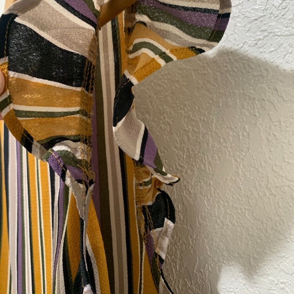 Monteau Tie Front  Boho Stripe Top Short Sleeve XL - Picture 4 of 9